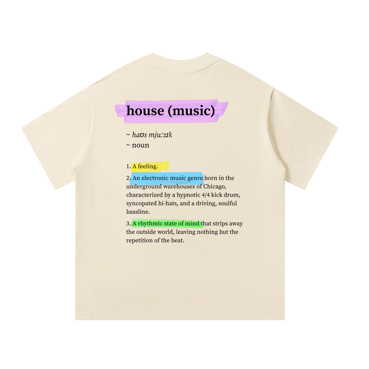 'House (Music)' Definition Unisex Oversized Tee [Rear Print]